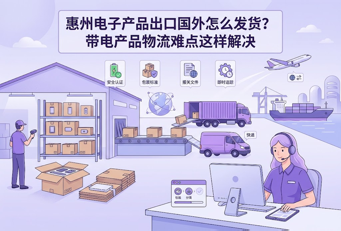 惠州电子产品出口国外怎么发货?带电产品物流难点这样解决